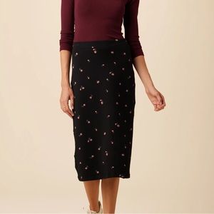 Elegant Black Floral Midi Skirt